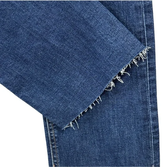 Oat Mid Rise Mini Cropped Flare Blue Jeans Raw Hem NWT Women's Size 24 or 00 - Picture 5 of 12